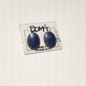 Roma Sterling Silver Earrings with Deep Blue Stones